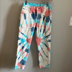 Levi’s Altered Straight Leg Jeans Tie Dye Button Fly 26 x 26 RCNSTRCT Cropped